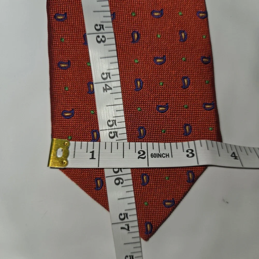 Lauren Ralph Lauren Necktie Mens OS‎ Orange Paisley Silk Hand Finished USA Made
